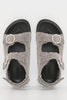 Grey Teddy Fur Velcro Flat Sandals