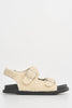 Cream Teddy Fur Velcro Flat Sandals