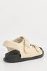 Cream Teddy Fur Velcro Flat Sandals