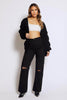 Black Puff Sleeve Chunky Knit Cardigan