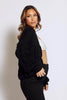 Black Puff Sleeve Chunky Knit Cardigan