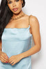 Sky Blue Satin Cowl Mini Dress with Chain Straps