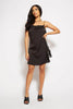 Black Satin Cowl Mini Dress with Chain Straps