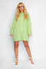 Lime Green Collarless Shirt Dress