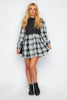 Black Contrast Gingham Buttoned Dress