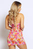 Pink Tropical Print Halter Neck Backless Dress