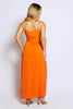 Orange Double Ruched Split Cami Maxi Dress