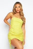 Lime Green Cami Double Ruched Mini Dress