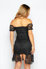 Black Petite Lace Bardot Puff Sleeve Midi Dress