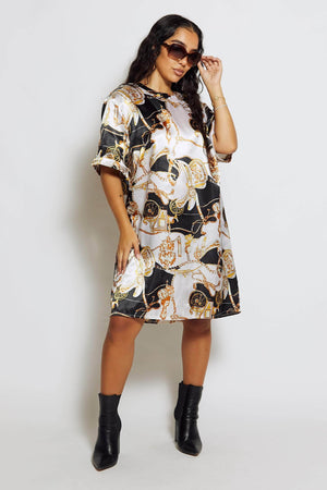 Plus+ Chain Scarf Print T-Shirt Dress