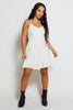 White Velour Cage Back Mini Cami Dress