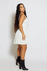 White Velour Cage Back Mini Cami Dress