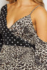 Leopard Printed One Shoulder Contrast Polkadot Wrap Dress