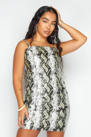 Grey Snake PVC Cami Dress