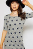 Grey Jersey Cut Out T-Shirt Dress with Blue Hearts