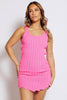 Neon Pink Chunky Knit Sleeveless Dip Midi Dress