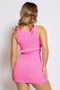 Neon Pink Chunky Knit Sleeveless Dip Midi Dress