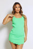 Neon Green Chunky Knit Sleeveless Dip Midi Dress
