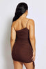 Brown Ruched Mesh Bodycon Dress