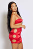 Red Satin Twist Bust Detail Cut Out Bodycon Dress
