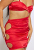 Red Satin Twist Bust Detail Cut Out Bodycon Dress