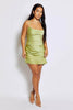 Lime Strappy Satin Mini Bodycon Dress