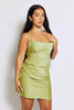 Lime Strappy Satin Mini Bodycon Dress