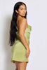 Lime Strappy Satin Mini Bodycon Dress