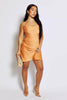 Orange Strappy Satin Mini Bodycon Dress