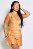 Orange Strappy Satin Mini Bodycon Dress