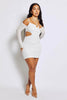 White Cold Shoulder Mesh Mini Dress with Long Sleeves