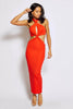 Red Cut Out Halter Neck Midaxi Dress