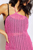 Hot Pink Crochet Halter Neck Mini Dress