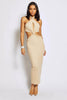 Nude Cut Out Halter Neck Midaxi Dress