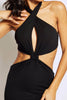 Black Cut Out Halter Neck Midaxi Dress