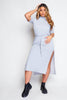 Light Grey Belted T.Shirt Maxi Dress