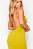 Lime Green Extreme Plunge Cut Out Midi Dress