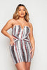 Silver & Red Stripe Sequin Bandeau Mini Dress