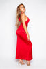 Red Slinky Halterneck Maxi Dress