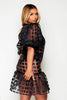 Black Square Print Sheer Midi Dress