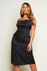 Black Spotted Cowl Neck Satin Midi Dress