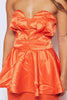 Orange Silk Bandeau Ruffle Fishtail Dress