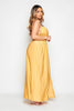 Plus Gold Slinky Maxi Split Dress with Strap Detail