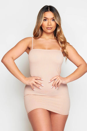 Stone Ribbed Mini Cami Dress