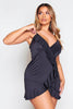 Petite Black Slinky Ruffle Wrap Dress