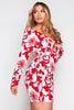 Red & Cream Floral Printed Shift Dress