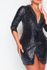 Silver Sequin Metallic Blazer Mini Dress