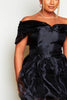 Black Organza Puff Hem Bardot Mini Dress