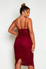 Burgundy Velvet Lace Panel Midi Dress