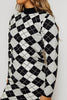 Black & White Checked Knit Midi Dress